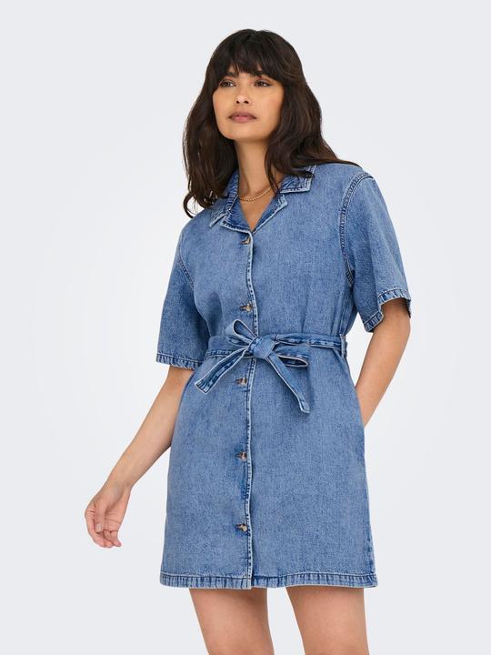 Actual product image Only Normal geschnitten V-Ausschnitt Kastige Ärmel Kurzes Kleid Jeanskleid (L)