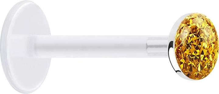 Produktbild Star Piercing Micro Labret transparent mit Kristallscheibe topaz Epoxy Schutzschicht (ohne Messing, Bioflex, 925 Sterlingsilber)