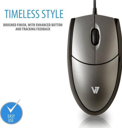 Actual product image V7 Mouse Optical Blk/Sil Retail (Cable)