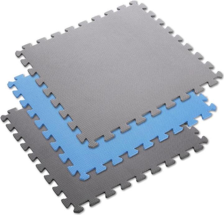 Produktbild One Faltmatte für Training HMS MP10, hellgrau-blau-dunkelgrau, 60x60x1,0 cm, 9-teilig (1 cm)