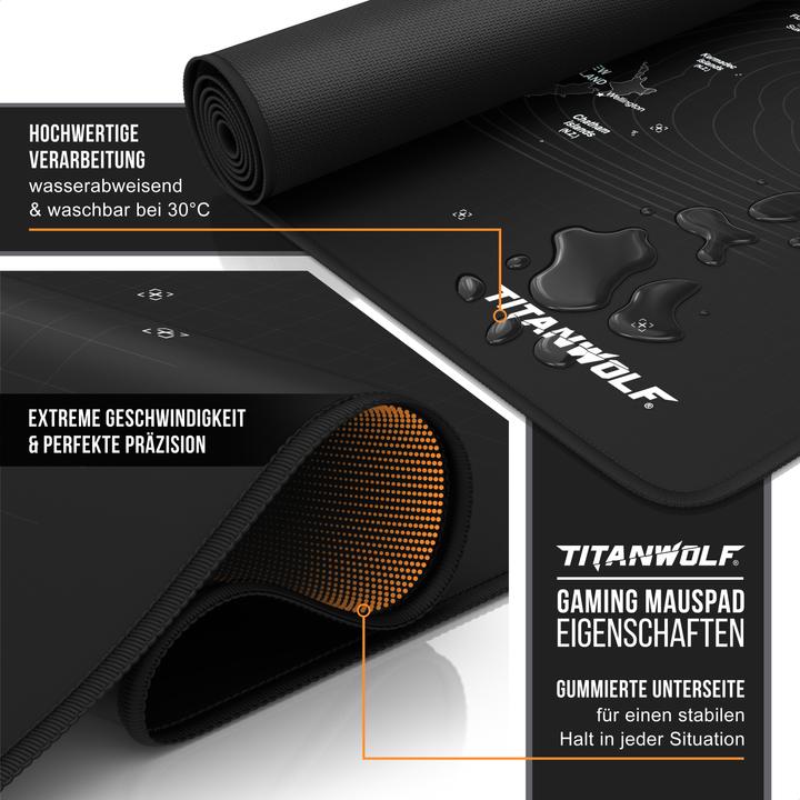 Actual product image Titanwolf Gaming mouse pad, XXXL speed gaming mouse mat, mouse pad extra large area of 1600 x 800mm, world map (XXL)