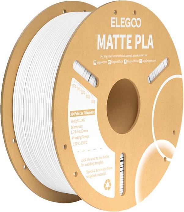 Actual product image Elegoo Filament PLA Matte (White) (PLA, 1.75 mm, 1000 g, White)