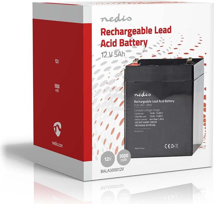Produktbild Nedis Wiederaufladbare Blei-Säure-Batterie | Bleisäure | Wiederaufladbar | 12 V | 5000 mAh (1 Stk., 5000 mAh, Akku)