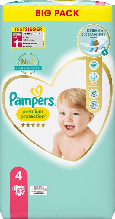 Produktbild Pampers Premium Protection (Gr. 4, Tragepack, 58 Stück)