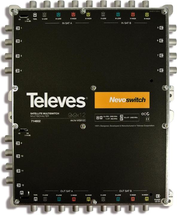 Immagine prodotto Televes Multiswitch 22,90cm (9") 12 cast NEVO in cascata o.NT MS912C (MS912C) (Multiinterruttori)