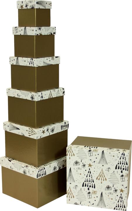 Image du produit PBS Austria Cartonnage Noël Cube Arbres 7 pièces or blanc (Pochette cadeau, 1 x)