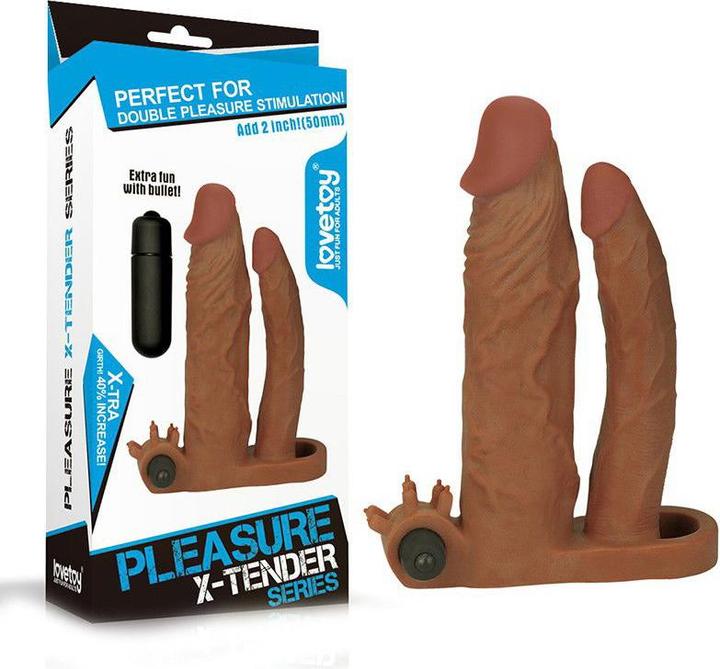 Produktbild Lovetoy Add 2"" Pleasure X Tender Vibrating Double Penis Sleeve