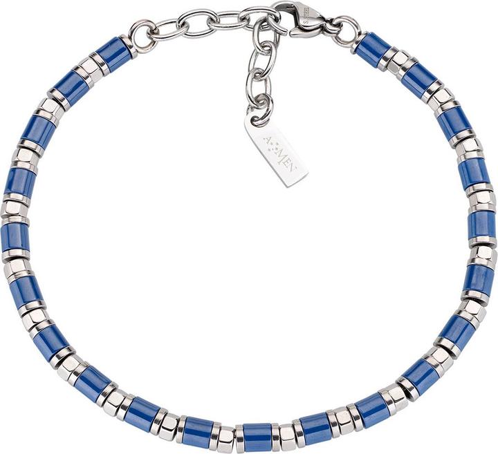 Amen Steel & Ceramic Armband (21 cm, Edelstahl, Keramik)