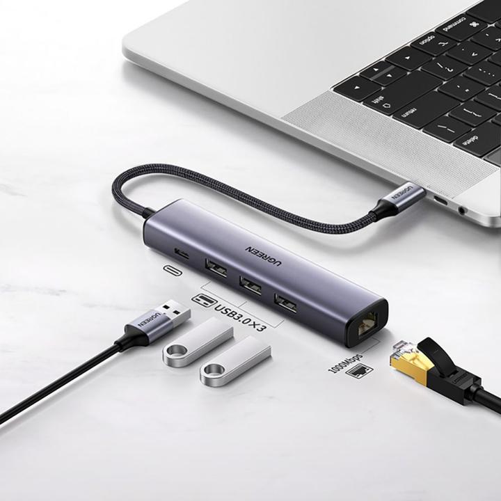 Produktbild Ugreen Gigabit Ethernet Adapter Hub mit USB PD (USB-C, 4 Ports)