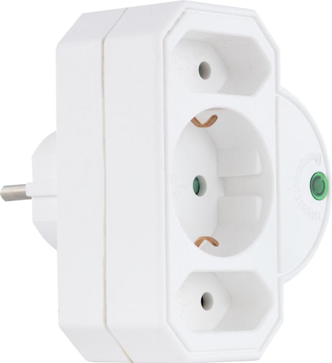 Produktbild REV Steckdosenadapter 3-fach mit Überspannungsschutz, weiss (CEE 7/3, CEE 7/16, 3 x)