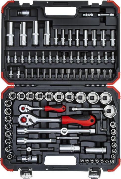 Gedore Red rosso Set di chiavi a bussola, 94 pezzi, Con cricchetti reversibili, cricchetti, chiavi a bussola e