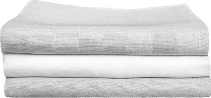 Makian Tissu de gaze set de 3 70 x 70 cm gris et blanc uni (70 cm, 70 cm)