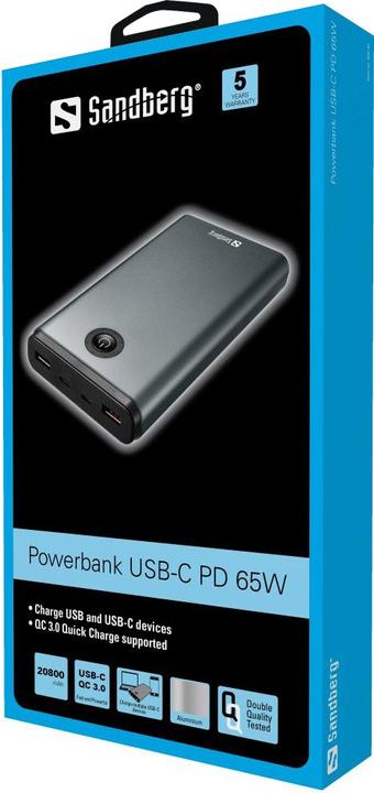 Actual product image Sandberg Powerbank (20800 mAh, 65 W, 76.96 Wh)