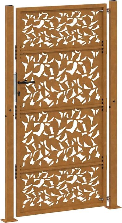 Produktbild VidaXL Gartentor 105x180 cm Wetterfester Stahl Blatt-Design Zauntor