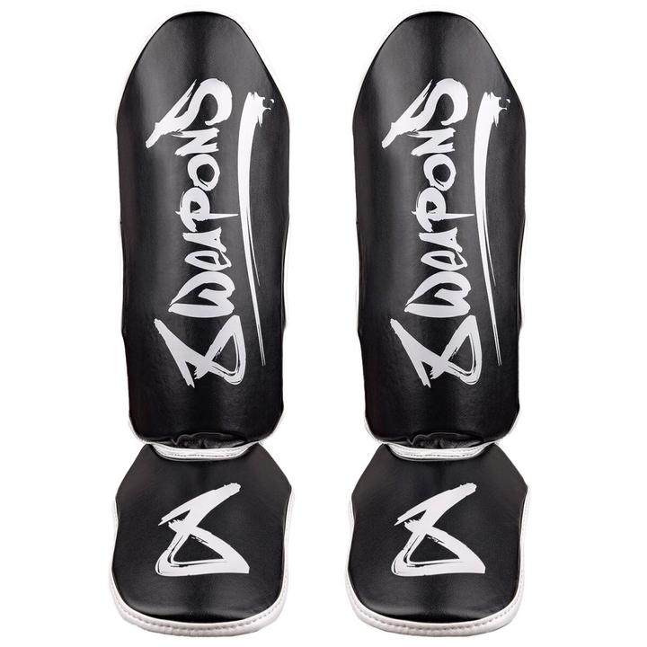 Actual product image 8Weapons Shin Guards, Kids, Unlimited 2.0, black-white, S/M (S, M)