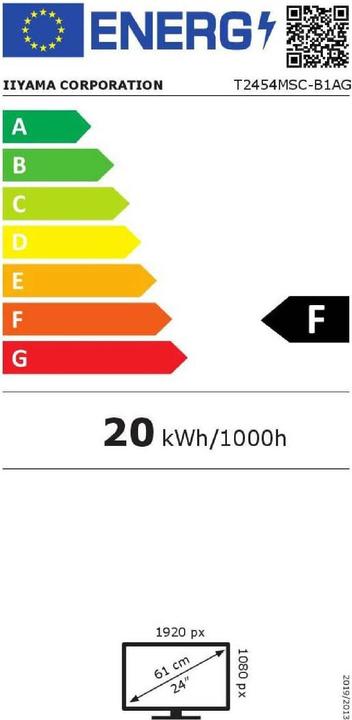 Label énergétique iiyama ProLite T2454MSC-B1AG (1920 x 1080 pixels, 24")