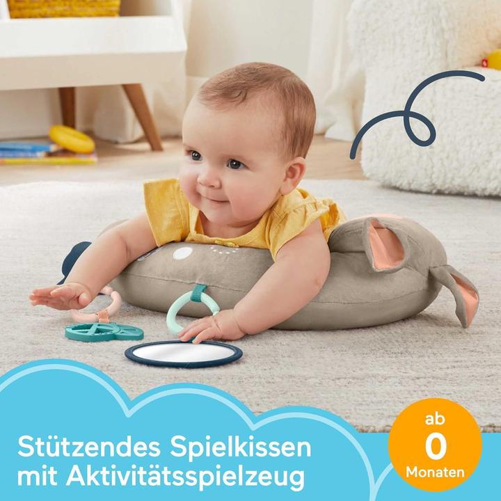 Image du produit Fisher-Price Coussin de jeu faon avec miroir, anneau de dentition et hochet hérisson