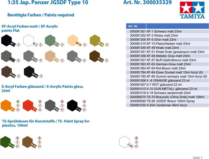 Actual product image Tamiya JGSDF Type 10 Tank 2012