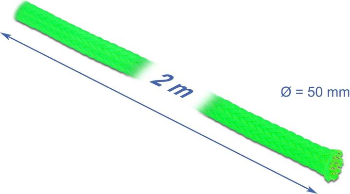 Produktbild Delock Geflechtschlauch dehnbar 2 m x 50 mm grün (Kabelschlauch, 200 cm)