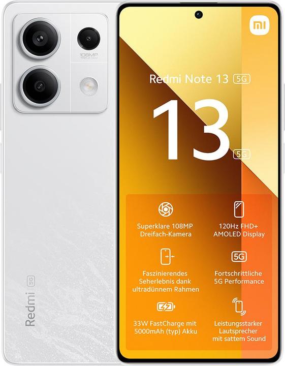 Produktbild Xiaomi Redmi Note 13 5G (128 GB, Arctic White, 6.67", Hybrid Dual SIM, 100 Mpx, 5G)