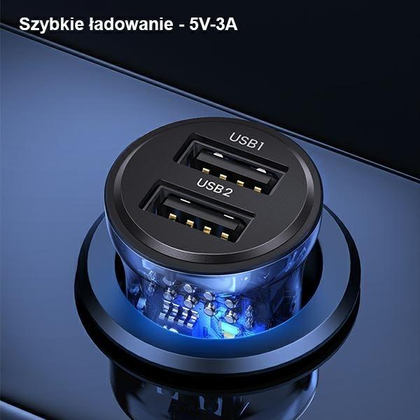Actual product image Usams charge. sam. C31 3A 2xUSB-A Fast Charge niebieskiblue CC162CC02 US-CC162