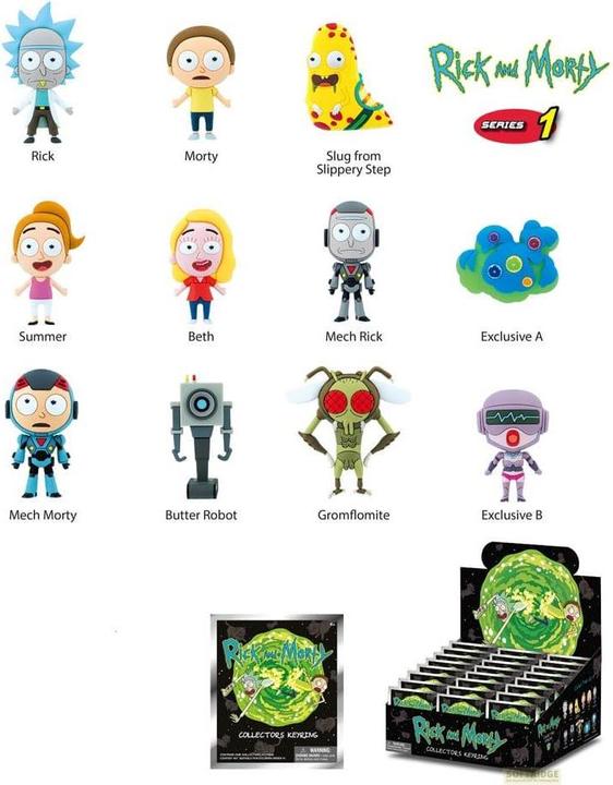 Actual product image Monogram Int. Rick and Morty PVC bag tags Series 1 Display (24)