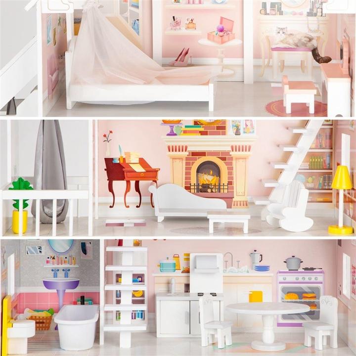 Produktbild EcoToys Puppenhaus aus Holz xxl