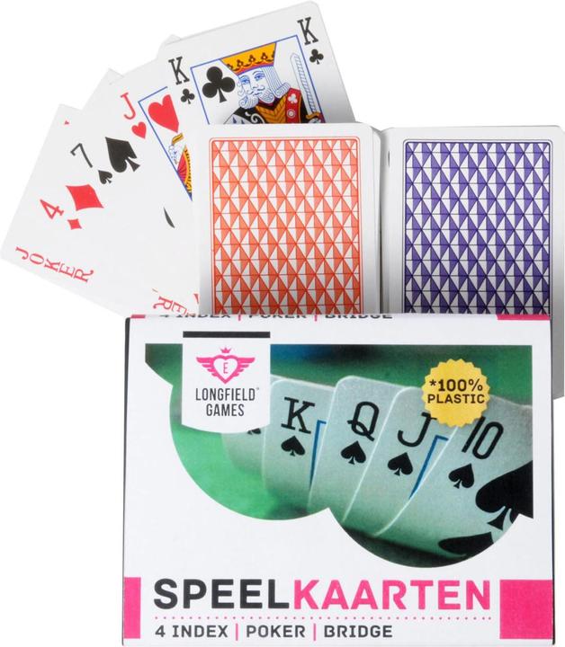 Image du produit Longfield Games Cartes à jouer 100 % plastique, 2 jeux dans une boîte en plastique (Allemand)