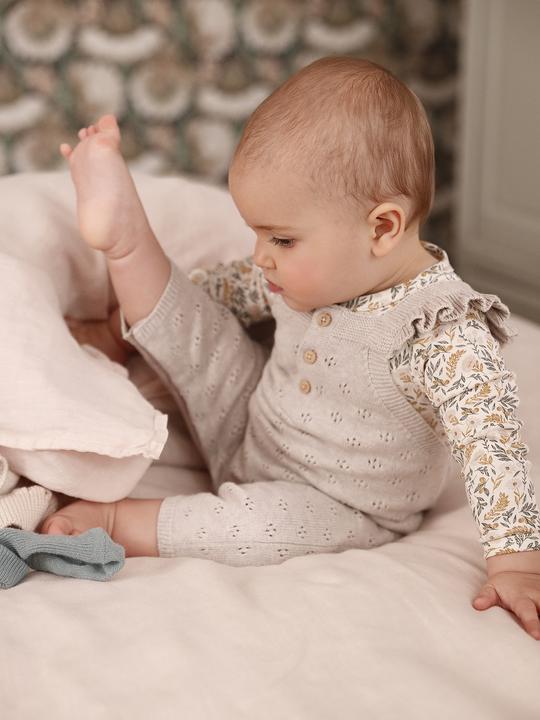 Actual product image Vertbaudet Baby knitted dungarees with flounce straps Oeko-Tex (80)