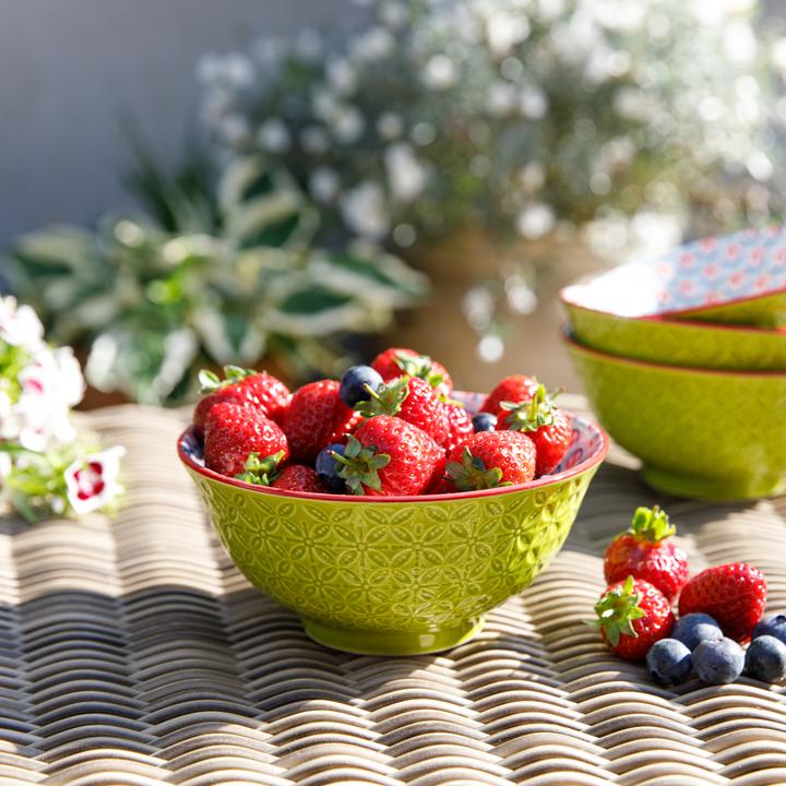 Produktbild Kitchen Craft KitchenCraft Glazed Stoneware Bowl, Geometric Lime, 15.5x7.5cm, Labelled (15.50 cm, 1.81 l, 1 x)