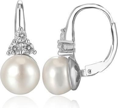 Beneto Luxury silver earrings with real freshwater pearl AGUC2251P - Diameter: 0.8 cm (L)