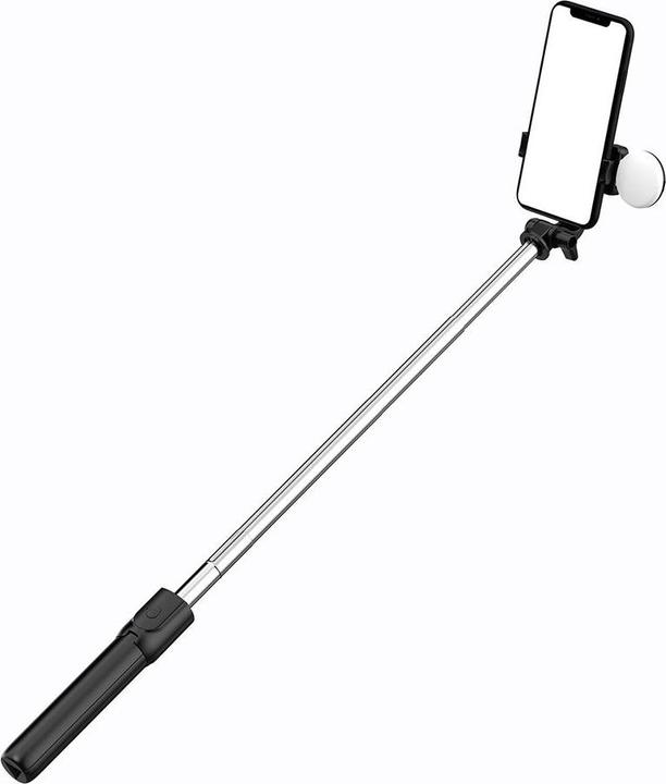 Actual product image Hurtel Selfie stick WR1YXS telescopic tripod 0.71m with round lamp - black