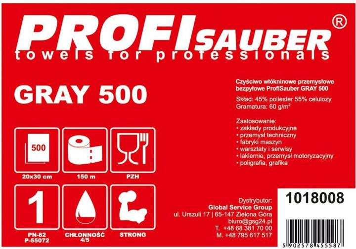 Actual product image Profi Sauber Gray nonwoven industrial cleaning cloth ProfiSauber GRAY 500