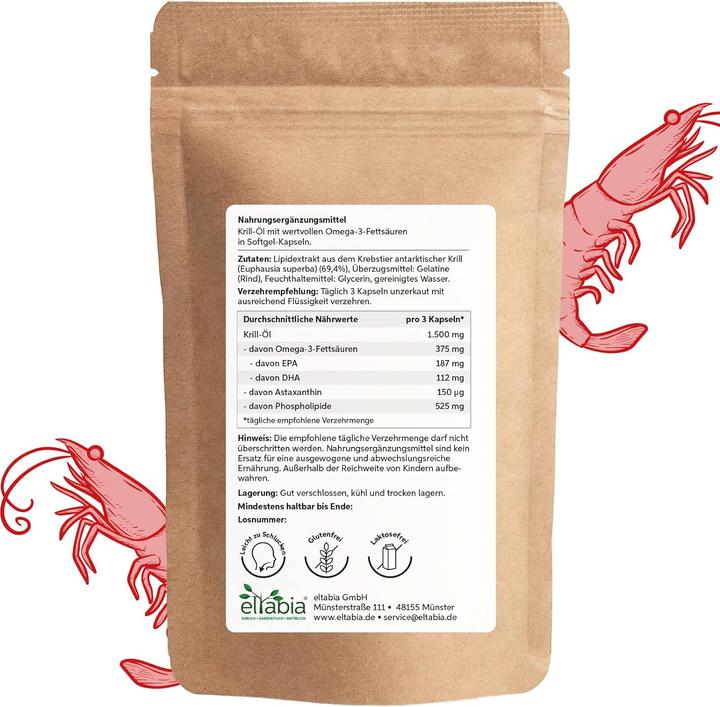Produktbild Eltabia Krillöl Kapseln | Premium Krill Öl Reich an Astaxanthin, Omega 3,6 und 9 Fettsäuren (100 Stück, Kapseln)