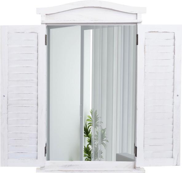 Actual product image Mendler Wall mirror bathroom mirror window with shutters, 71x46x5cm shabby white (71 x 46 x 5 cm)