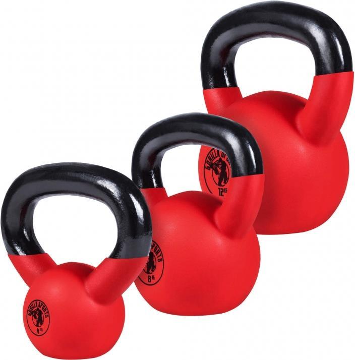 Gorilla Sports Kettlebell Set (3 x 4 kg, 3 x 12 kg, 3 x 8 kg)