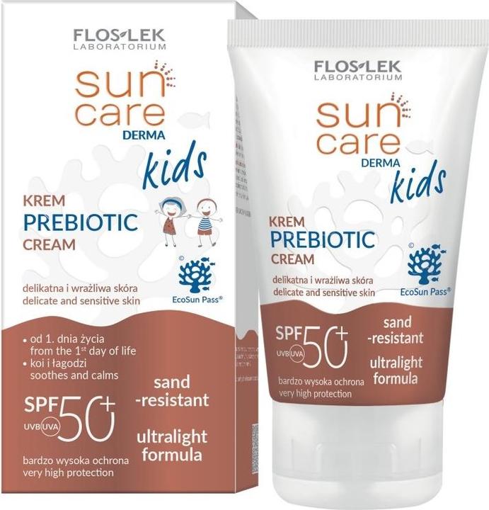 Actual product image Floslek Sun Care Derma Kids Cream Prebiotic spf 50+, 50 ml (Suntan cream, SPF 50, 50 ml)