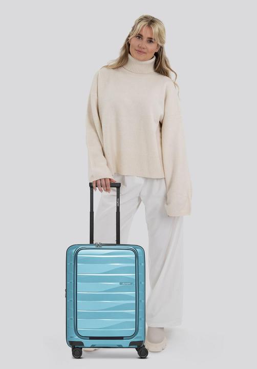Actual product image Bergpfeil Travel 4 Rollen Kabinentrolley 55 cm Laptopfach mit Dehnfalte (46 l)