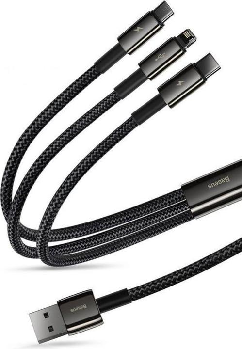 Actual product image Baseus USB A – USB C, Lightning, USB Micro B (1.50 m, USB 2.0, 66 W)