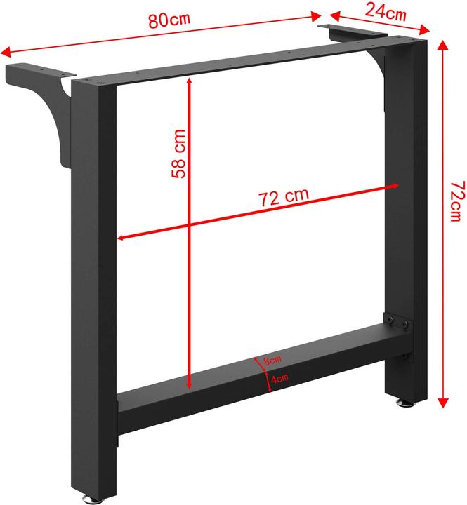 Actual product image Wiltec Table legs set 80x72cm black powder-coated Table runners Table frame