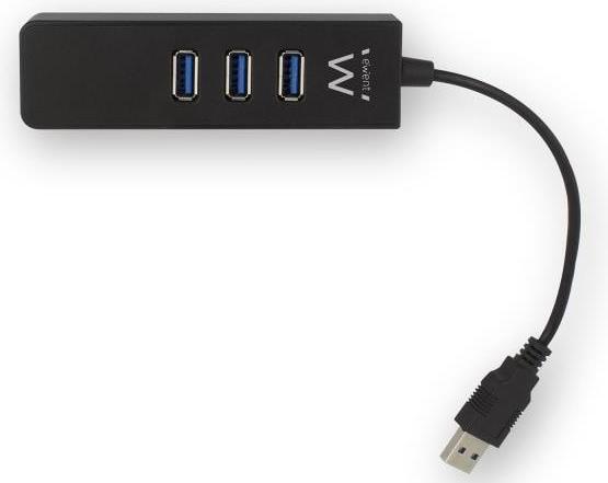 Actual product image Ewent 3-port USB 3.1 hub with Gigabit networking (USB-C, 3 Ports)