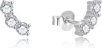 Beneto Silver longitudinal earrings with clear crystals AGUP2703 (L)