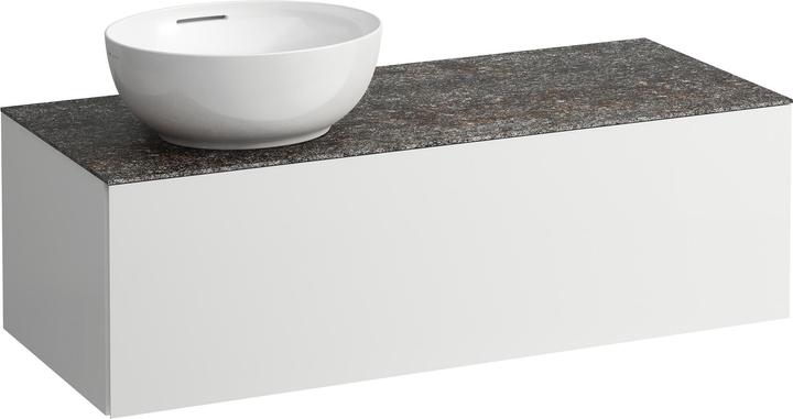 Produktbild Laufen Il Bagno Alessi Schubladenelement, 1 Hahnloch, Steinplatte Marrone Naturale, Ausschnitt links