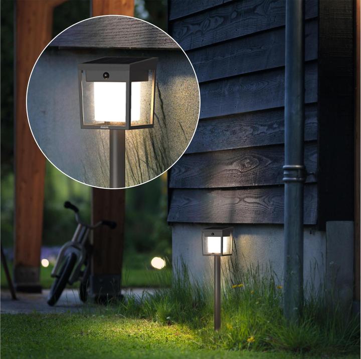 Actual product image Philips Lighting 929004631801 Blaise Solar-Aussenstandleuchte 1.5 W Warmweiss An (250 lm, IP44)