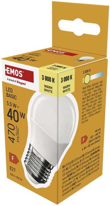 Produktbild Emos LED Lampe Basic Mini Globe / E27 / 5,5 W (40 W) / 470 lm / Warmweiss (E27, 5.50 W, 470 lm, 1 x, F)