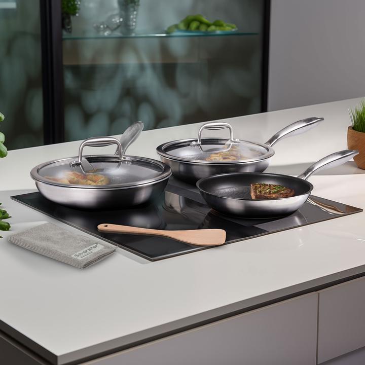 Produktbild Silverstar Edelstahlpfanne 28 cm mit Antihaftbeschichtung für Induktion und Backofen (28 cm, Pfannenset + Topfset, Edelstahl)