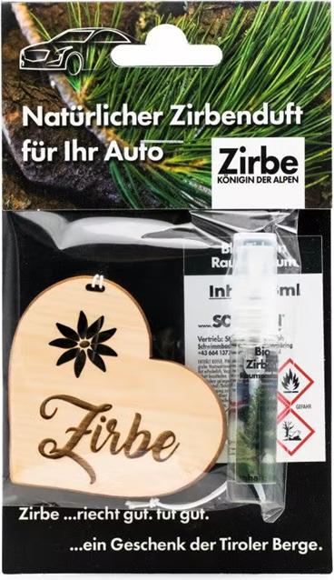 Produktbild ZNatur Zirben Holz Autoduft Aufhänger Anhänger Holz Herz mit Gravur Zirbe No.13