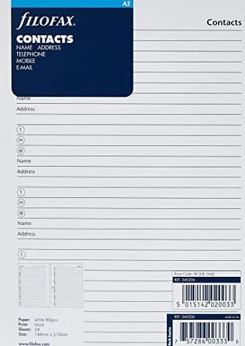 Produktbild Filofax A5 Name, address, email, telephone, fax, mobile refill