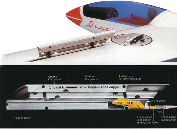 Actual product image Modellbau Lindinger landing flaps 37cm/16mm natural aluminium single locking