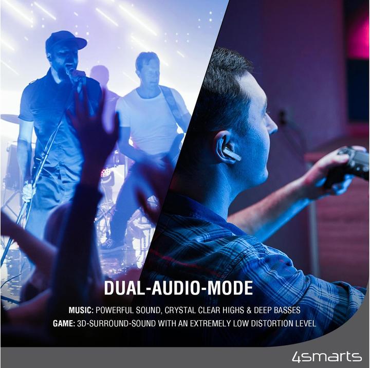 Productafbeelding 4smarts TWS Bluetooth koptelefoon GameBuds (Geen ruisonderdrukking, 24 h, Bedraad)